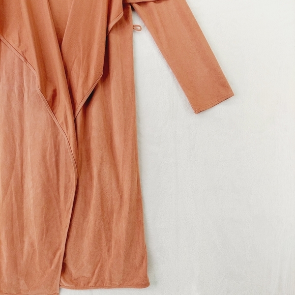 Essue Orange Knit Lagenlook Open Front Long Cardigan Wrap Coat P2081 - Picture 3 of 7